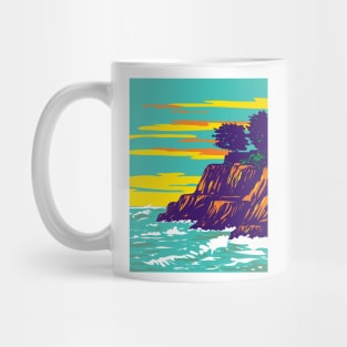 Pleasure Point Beach in Santa Cruz County California WPA Poster Art Mug